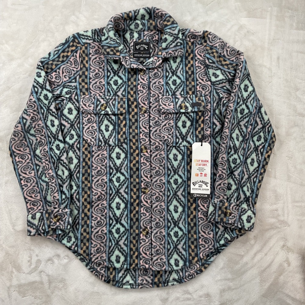 Billabong Adventure Division Forge Fleece Jacket Womens Small Blue Pink NWT